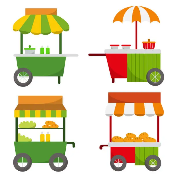 Vector illustration of Set of various market cart for graphic designer vector