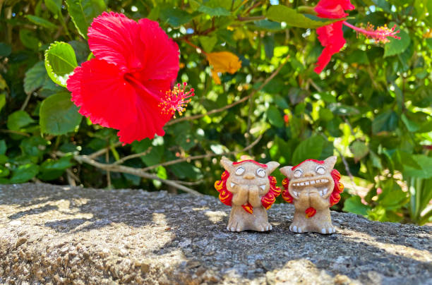 istock Shisa figurine and background material Okinawa 1407609414