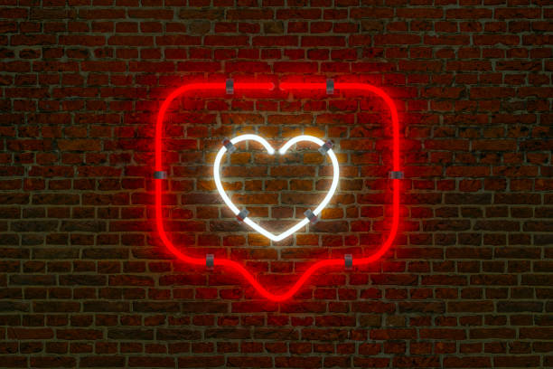 istock 3D Heart Balloon Like Lamp on Dark Brick Wall Background 1407609560