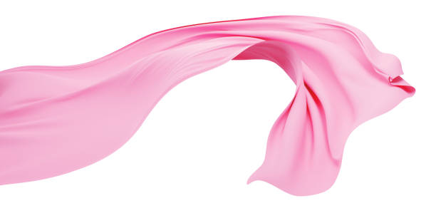 istock Pink fabric flying in the wind isolated on white background 3D render 1407612431