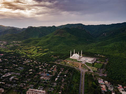 Aerial View of Shah Faisal Mosque Islamabad Pakistan Asia