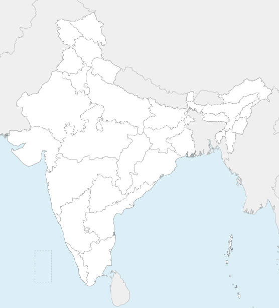 Vector Blank Map Of India With States And Territories And 