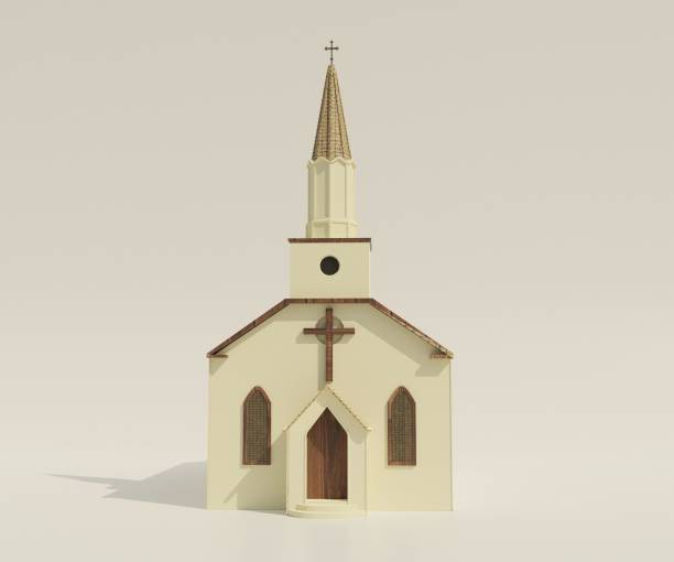 istock Isolated white chapel or church background. 1407612643