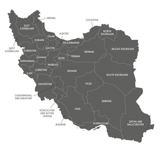 Vector map of Iran with provinces and administrative divisions. Editable and clearly labeled layers. Vector map of Iran with provinces and administrative divisions. Editable and clearly labeled layers. khuzestan province stock illustrations