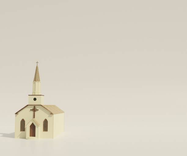 istock Isolated white chapel or church background. 1407612647