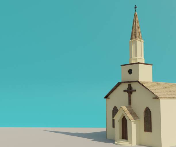 Isolated white chapel or church background.