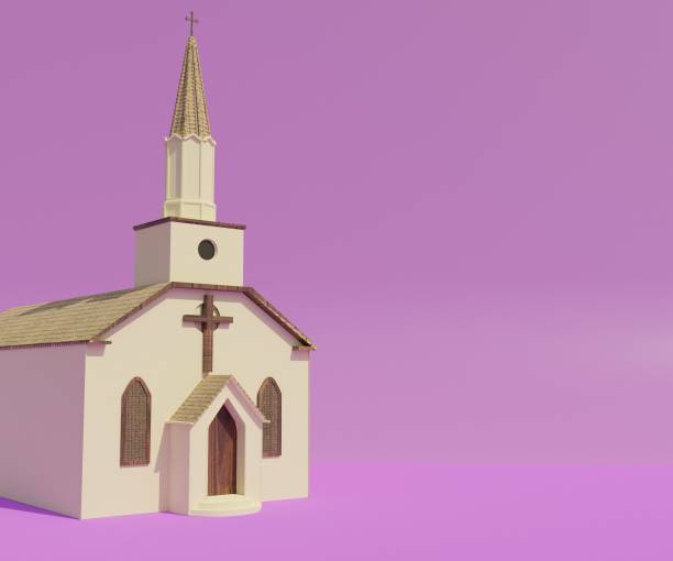 istock Isolated white chapel or church background. 1407612659
