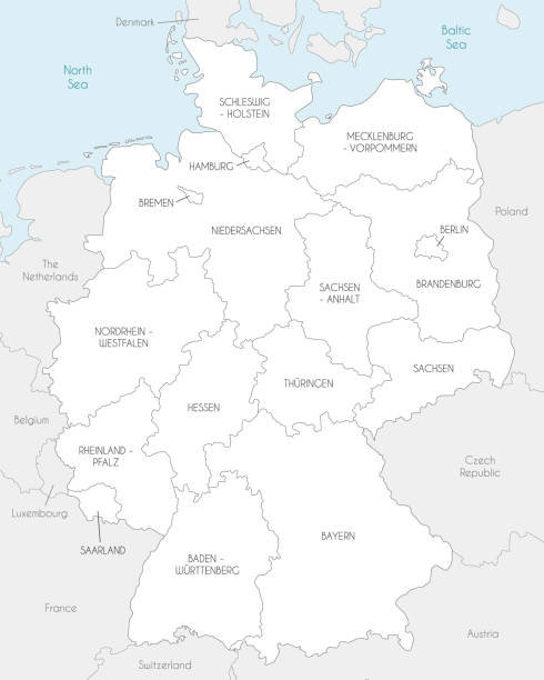 istock Vector map of Germany with federated states or regions and administrative divisions, and neighbouring countries. Editable and clearly labeled layers. 1407612705