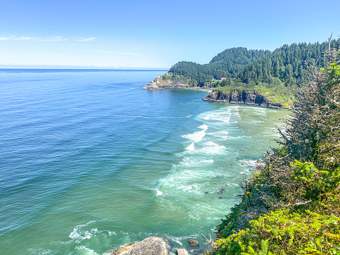 The Oregon coast offers many scenic views. Traveling along Highway 101 travelers can stop of one of the many vista points along the way.