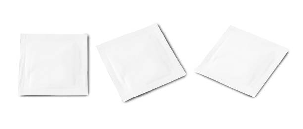 istock Wet wipe envelope mockup isolated on white background with clipping path 1407619962