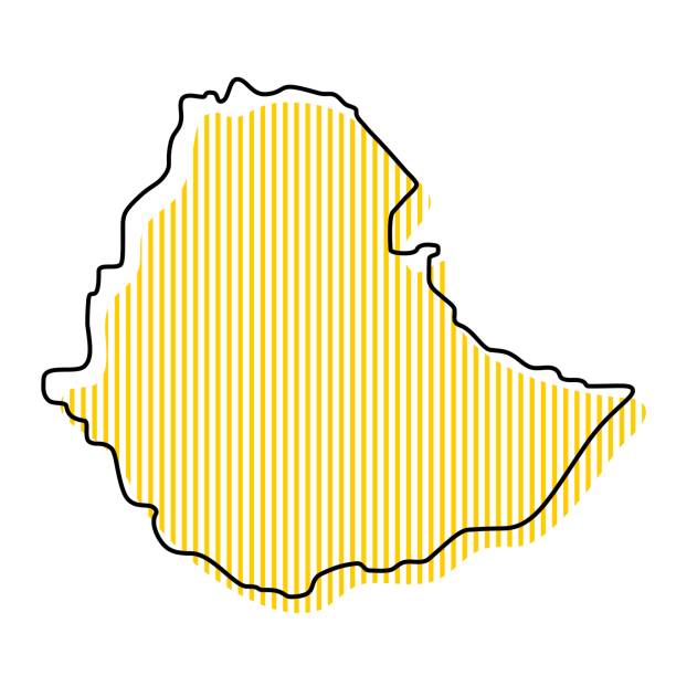 エチオピアのアイコンの様式化されたシンプルなアウトラインマップ。 - silhouette ethiopia map cartography点のイラスト素材／クリップアート素材／マンガ素材／アイコン素材