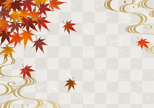 Japanese autumn pattern watercolor white paper background