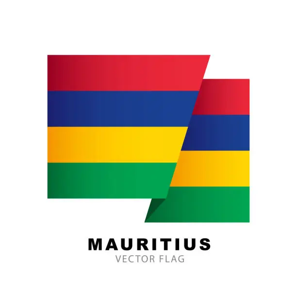 Vector illustration of Colorful logo of the Mauritian flag. Flag of Mauritius. Vector illustration on a white background.