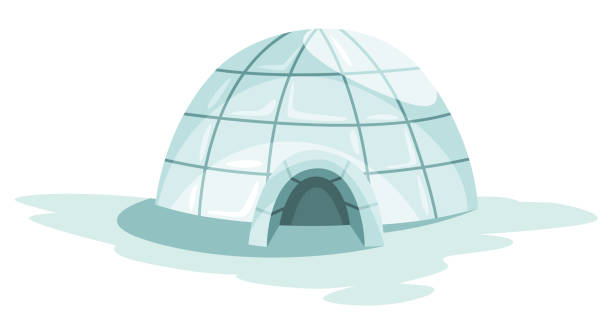 Igloo icon. Cartoon vector icehouse. Winter construction from ice blocks. Eskimo peoples house isolated on white background Igloo icon. Cartoon vector icehouse. Winter construction from ice blocks. Eskimo peoples house isolated on white background. houses in antarctica stock illustrations