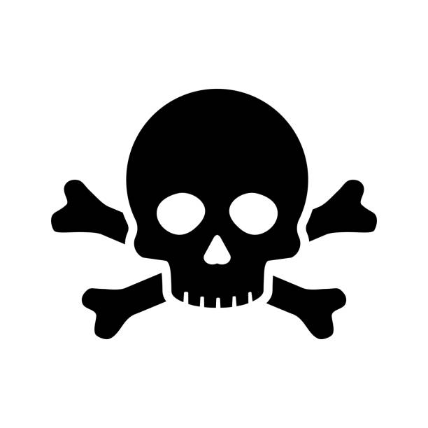 ilustraciones, imágenes clip art, dibujos animados e iconos de stock de icono vectorial de calavera. cabeza de cráneo de la muerte, símbolo de peligro de huesos. terror, veneno tóxico, diseño de elementos de juegos piratas - toxic waste vector biohazard symbol skull and crossbones