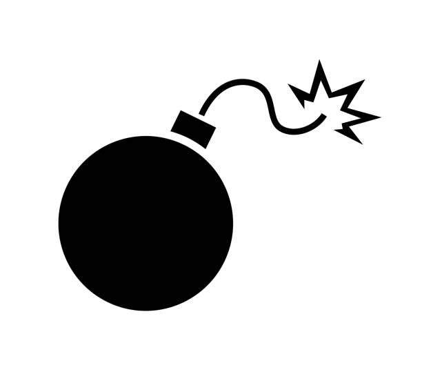 Bomb fuse icon. Bomb mlack silhouette simple icon Bomb fuse icon. Bomb mlack silhouette simple icon. Vector illustration fuse cartoons stock illustrations