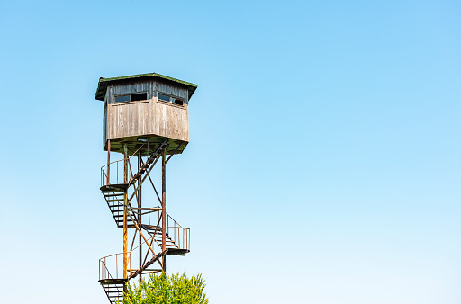 Bird watching tower at Durankulak lake. Bulgaria, Europe.