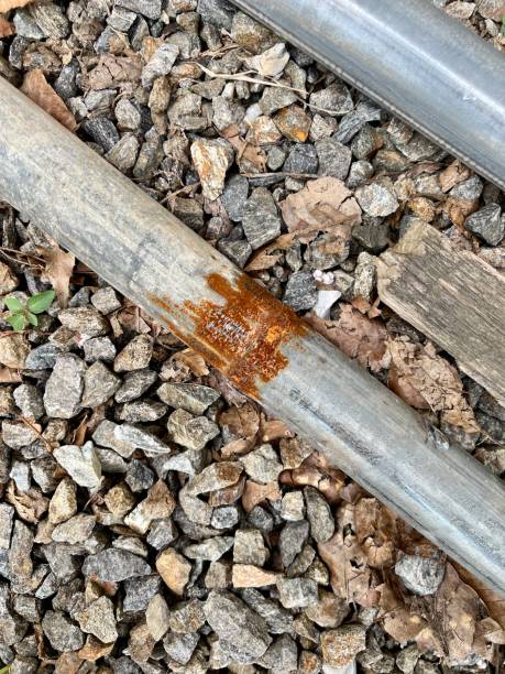 istock Rust on the welding and grinding area in zinc plated pipe 1407639361