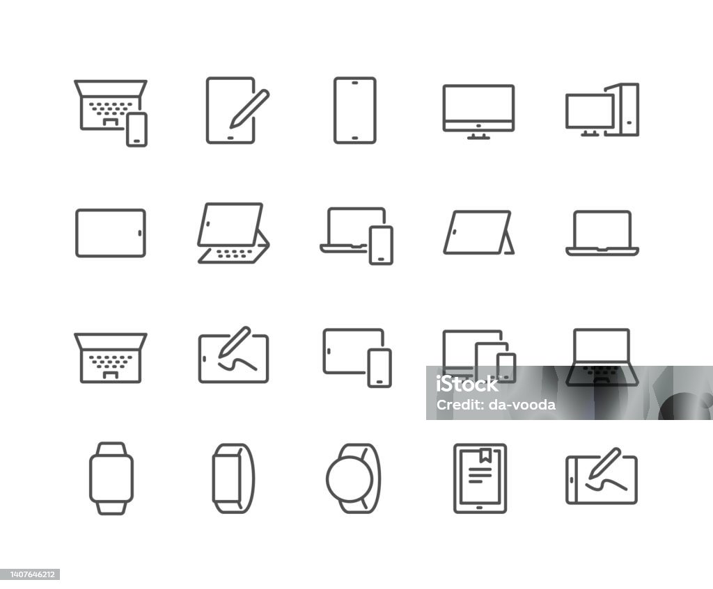 Line Personal Devices Icons - Royaltyfri Ikon vektorgrafik