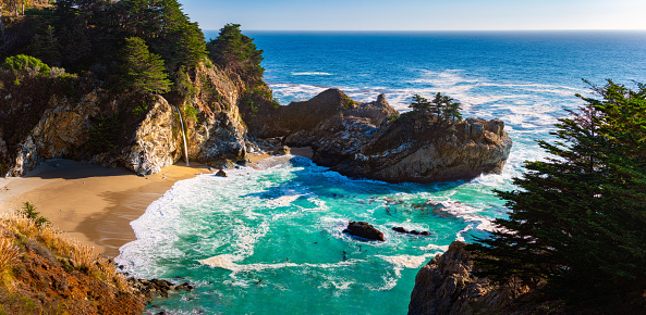With sweeping cliffs, gorgeous colors, and panoramic views to the ocean, the coast of Central California is an incredible place. This photo captures some of the iconic colors and features that make this place unique, and the powerful presence of the ocean is felt.