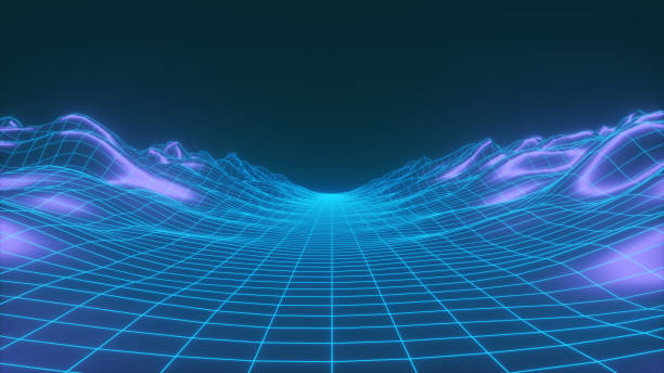istock Retro road polygonal road neon background - 3d rendering 1407651845