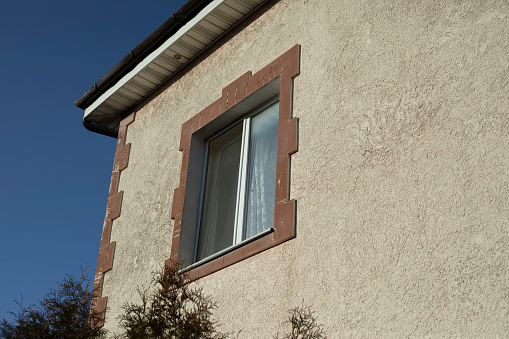 Private house in countryside. Simple house. Details of building.