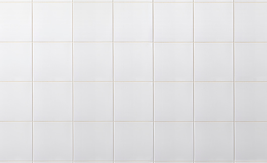 Front view of a White ceramic tiles textured background