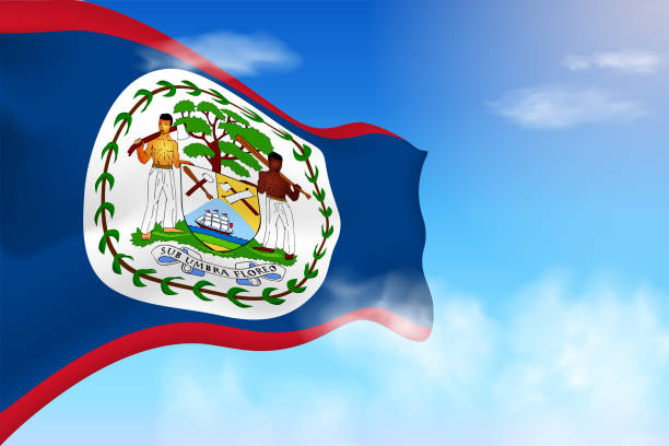 флаг белиза в облаках. - flag of belize stock illustrations