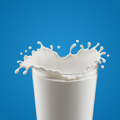 splash of milk in the glass and pouring isolated on background with clipping path,3d rendering