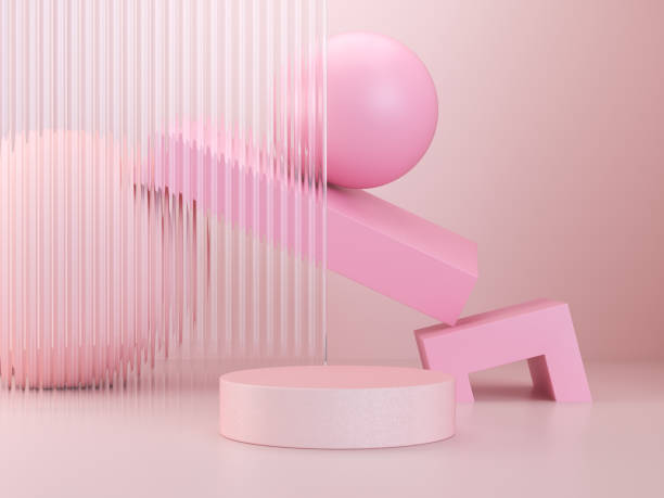 istock minimal pastel color product display podium pink background. 3d scene rendering 1407660428