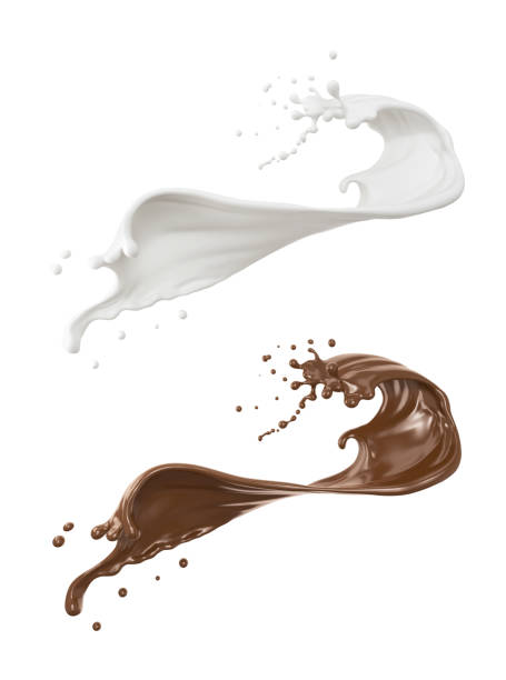 istock Chocolate or Cocoa and Milk splash isolated on white background Include clipping path, 3d illustration. 1407660475