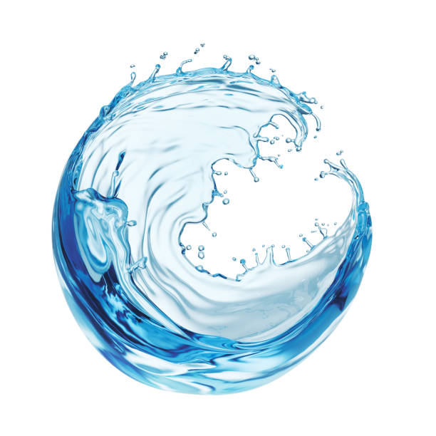 istock water liquid splash in sphere shape isolated on white background, 3d illustration. 1407660533