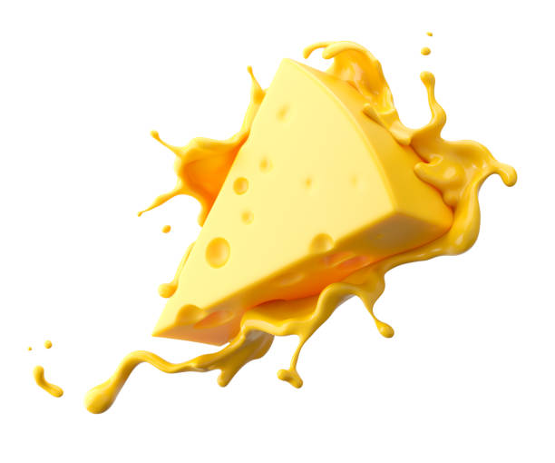 istock Cheese sauce splashing in the air with cheddar cheese, 3d rendering. 1407660625