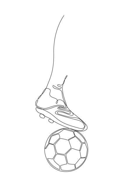 ilustraciones, imágenes clip art, dibujos animados e iconos de stock de primer plano de un delantero de fútbol listo para patear la pelota ilustración de stock - pass the ball