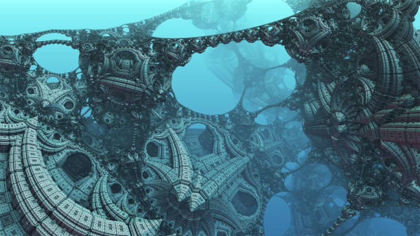 istock Abstract background, fantastic blue metal structures 1407663112