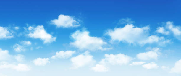 istock Sunny day background, blue sky with white cumulus clouds, natural summer or spring background 1407663182