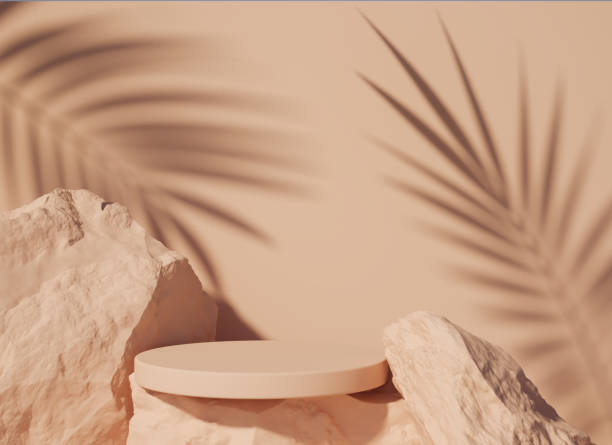 istock abstract geometric Stone and Rock shape background, minimalist mockup for podium display or showcase 1407664289