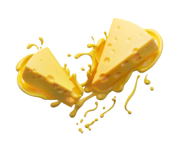 istock Cheese sauce splashing in the air with cheddar cheese, 3d rendering. 1407664395