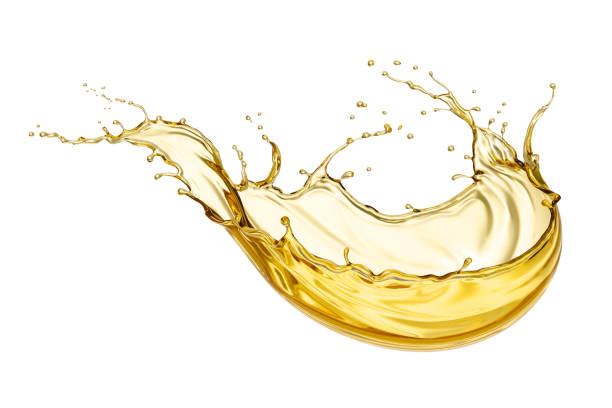 istock Olive oil or Cosmetic essence splash isolated on white background, 3d illustration with Clipping path. 1407664555