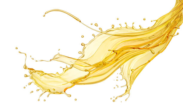 istock Olive oil or Cosmetic essence splash isolated on white background, 3d illustration with Clipping path. 1407665912