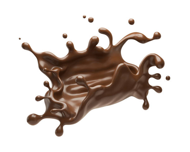 istock Delicious brown chocolate flowing down, Melted chocolate Splash 3d illustration. 1407667348