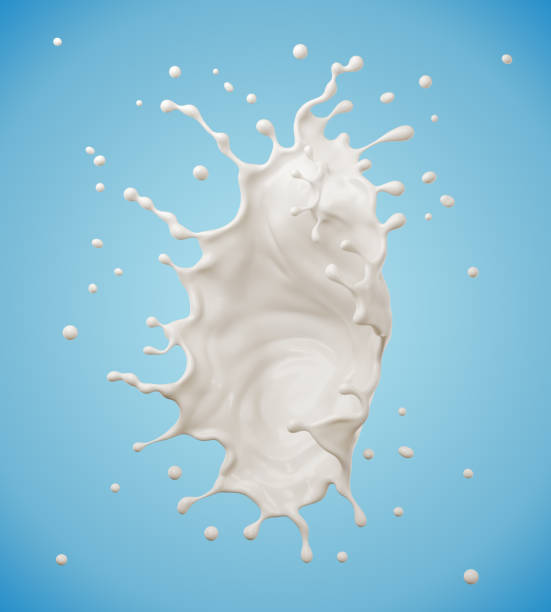 istock Milk or Yogurt splash, white liquid or paint isolated on background with clipping path, 3d illustration. 1407667349