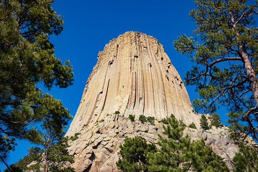 The Devils Tower, a geologic feature that protrudes out of the prairie of the Black Hills, is considered sacred by Northern Plains Indians and one of the finest crack climbing areas in North America.