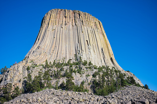 The Devils Tower, a geologic feature that protrudes out of the prairie of the Black Hills, is considered sacred by Northern Plains Indians and one of the finest crack climbing areas in North America.