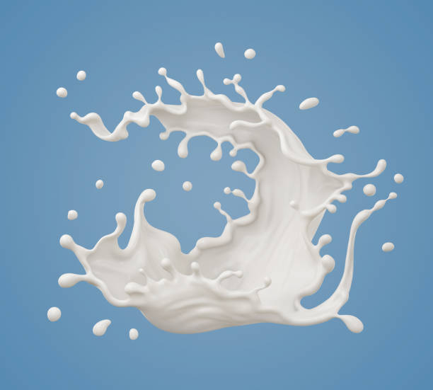 istock milk splash isolated on background, liquid or Yogurt splash, Include clipping path. 3d illustration. 1407668404