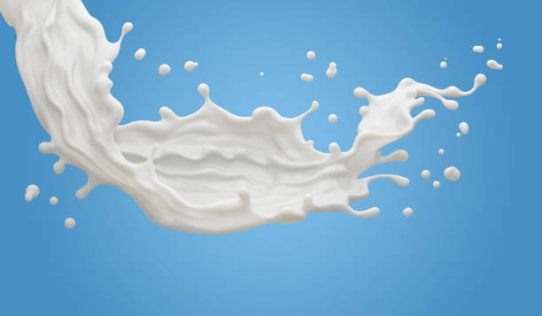 istock milk or Yogurt splash isolate on blue background. with clipping path 3d illustration. 1407668540