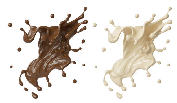 istock splash of chocolate and milk. with clipping path 3d illustration. 1407668705