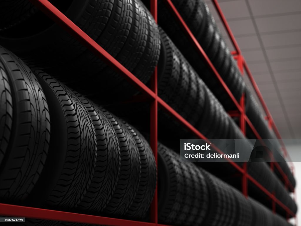 Tire Hotel Concept Tires in the storage Tire - Vehicle Part Stock Photo