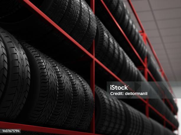 Tire Hotel Concept Stock Photo - Download Image Now - Tire - Vehicle Part, Hotel, Rack