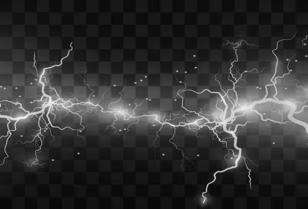 Vector illustration of Light isolated vector lightning . Magic light abstract lines. Realistic natural lightning effects